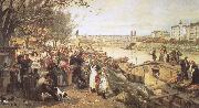 viennese street csene during the of brahms  the fruit market on the quayside near the maria theresa bridge robert schumann